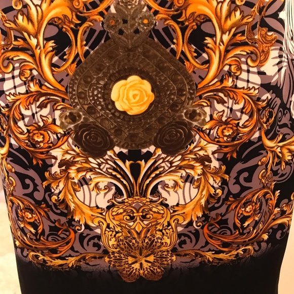 Viviana Gabeiras Sheath Scuba Dress NEW Size Medium Black Orange - Picture 7 of 16